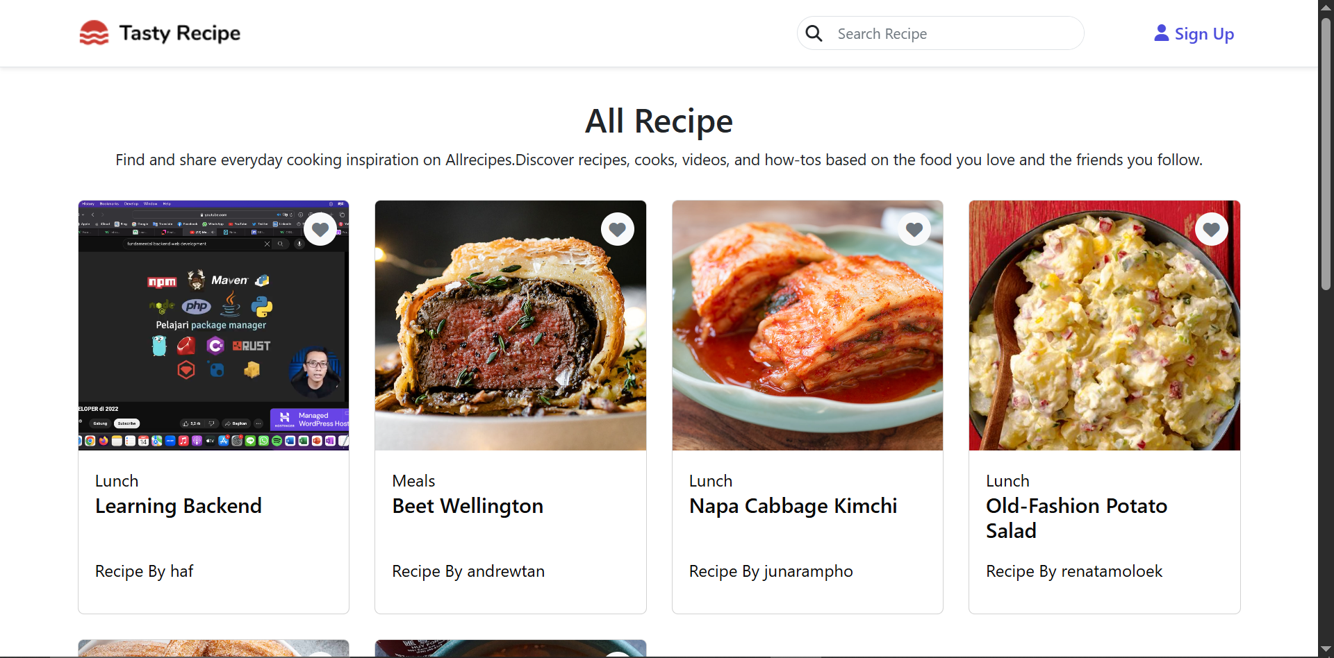 Tasty Recipes Website
